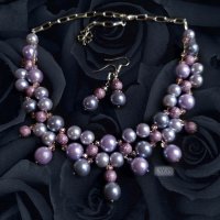 Висящи обеци с перли в лилаво, снимка 2 - Обеци - 38220939