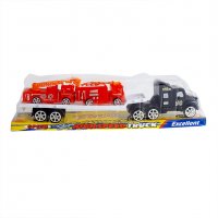 2143 Детски автовоз с две пожарни играчка за момче, 31см, снимка 4 - Коли, камиони, мотори, писти - 32903513