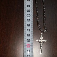 Продавам, Старинен сребърен кръст  с Исус - разпятие Христово с 2 сребърни синджира, снимка 6 - Колиета, медальони, синджири - 33013340