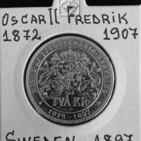 Монета Швеция 2 Крони 1897 г. Крал Оскар II - Юбилейна, снимка 1 - Нумизматика и бонистика - 31649171