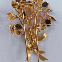 Прекрасна златна 18 к. брошка с черни опали, снимка 16 - Колиета, медальони, синджири - 43788029