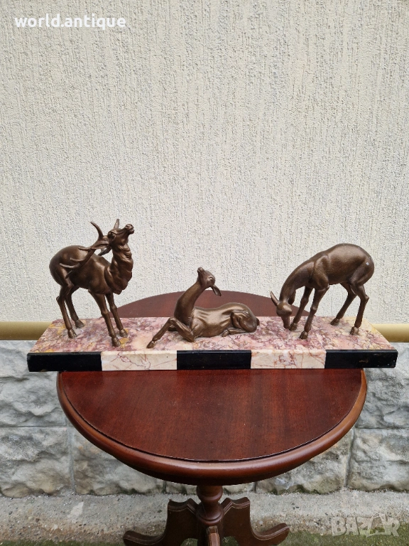 Страхотна антикварна френска фигура статуетка композиция Арт Деко , снимка 1