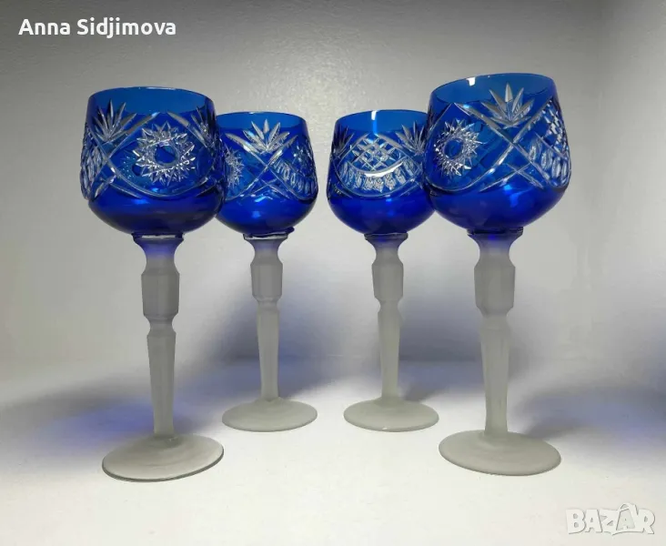 Бохемия цветен кристал чаши, снимка 1