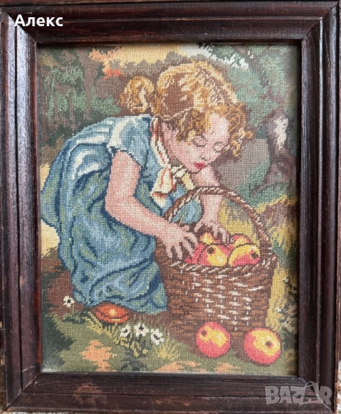 Гоблен Дете с ябълки, снимка 1