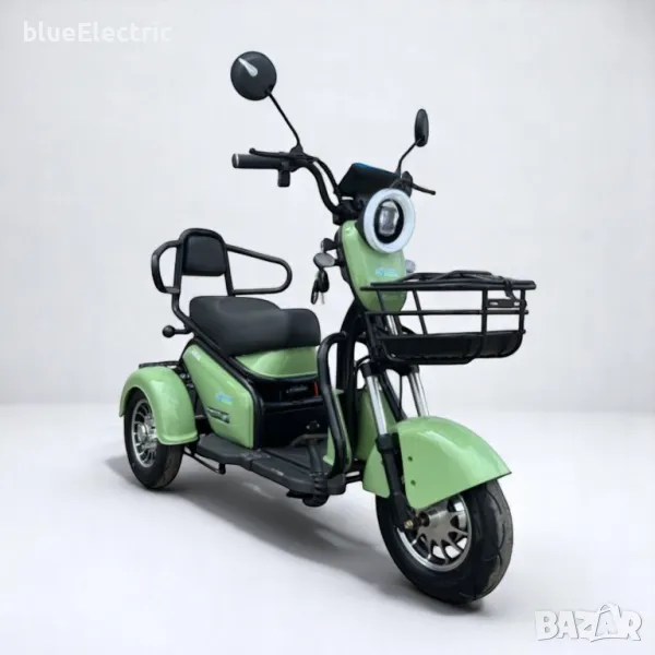 Двуместна електрическа триколка blueElectric Pudding 1800W | 48V | 23Ah | OLIVE GREEN, снимка 1