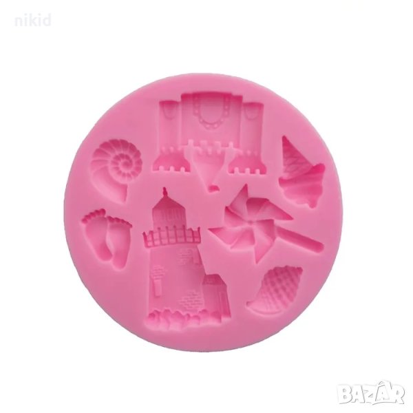 Пясъчен замък вятърна мелница морски силиконов молд форма декорация торта фондан шоколад и др, снимка 1