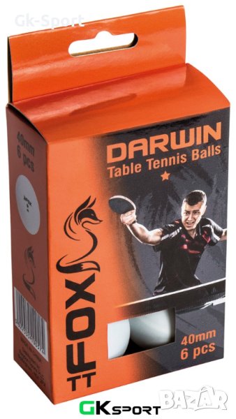 Комплект от 6 топчета за тенис на маса Fox TT Darwin 1 Star, снимка 1