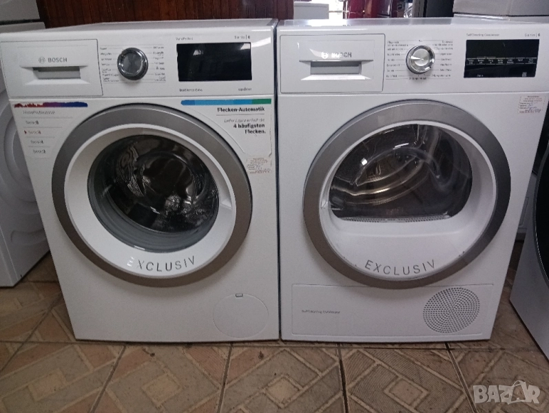 Комплект пералня и сушилня с термопомпа Бош Bosch Serie 6 A+++ 8кг 2 години гаранция!, снимка 1