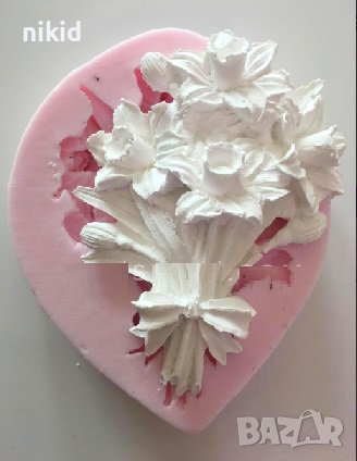 Голям букет с Нарциси Нарцис цветя силиконов молд форма фондан гипс декор, снимка 1