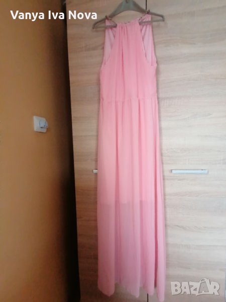 Розова ефирна дълга рокля, снимка 1