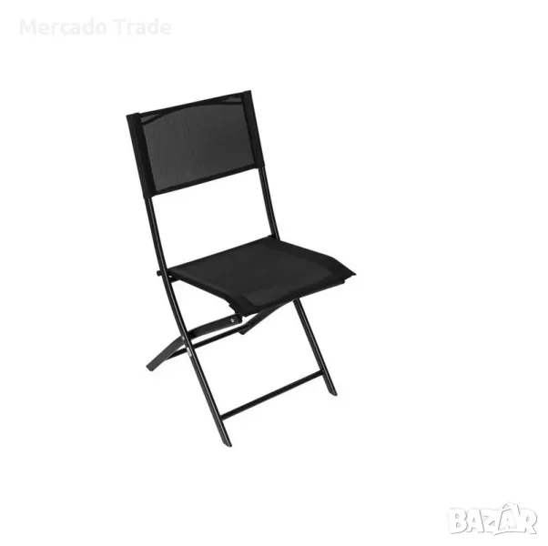 Сгъваем градински стол Mercado Trade, Метал, Черен, снимка 1