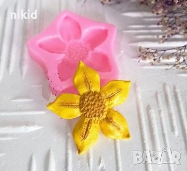 едро цвете 5 листенца силиконов молд форма калъп фондан шоколад гипс декор, снимка 1