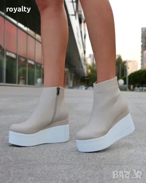 Боти на платформа - Кожа, снимка 1