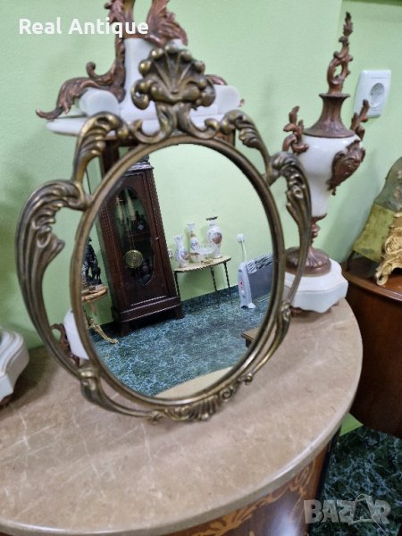 Прекрасно много красиво антикварно френско бронзово огледало , снимка 1