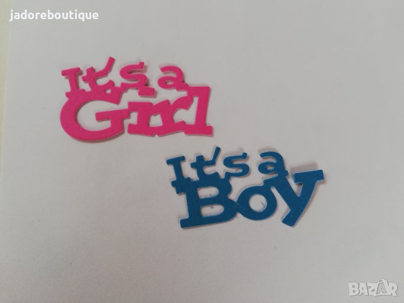 Хартиен елемент надпис it's a girl it's a boy скрапбук декорация - 2 бр , снимка 1