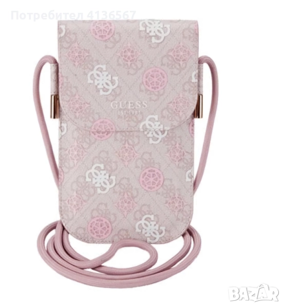 Дамска мини чанта GUESS за телефон – розова, оригинална, нова, снимка 1