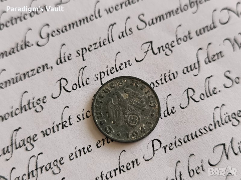 Монета - Трети райх - Германия - 1 пфениг | 1943г.; серия B, снимка 1
