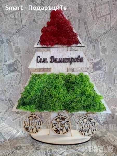 Семеен коледен подарък с вашите имена и скандинавски мъх, снимка 1