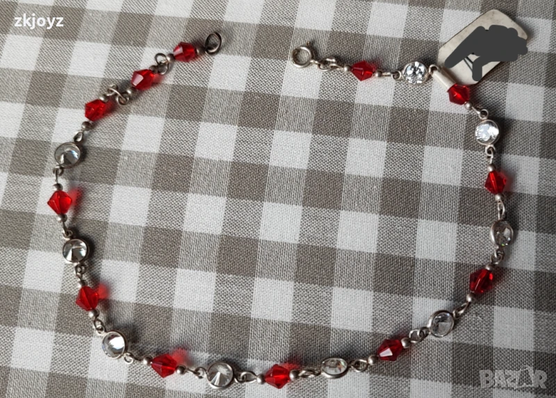 НОВА СРЕБЪРНА ГРИВНА ЗА КРАК С ЦИРКОНИИ 4.90 ГРАМА/ ПРОБА 925, снимка 1