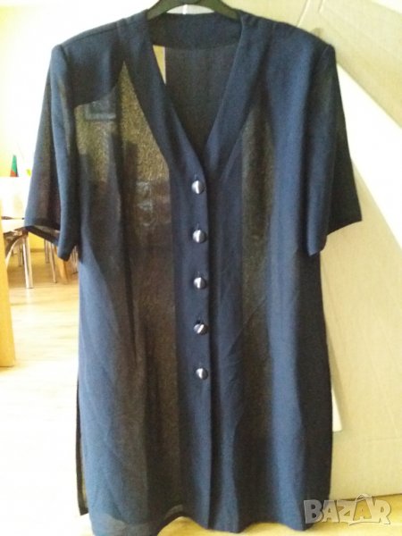 Дамска лятна риза туника с къс ръкав тъмносиня размер М-Л, снимка 1