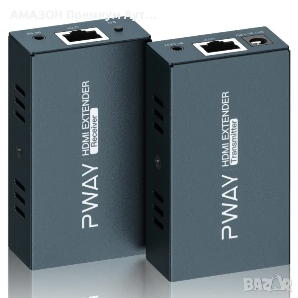 PWAY HDMI удължител 60м с IR/POC функция през Cat5e/6/7 1080P@60Hz,Full HD/3D,Loop Out,EDID, снимка 1