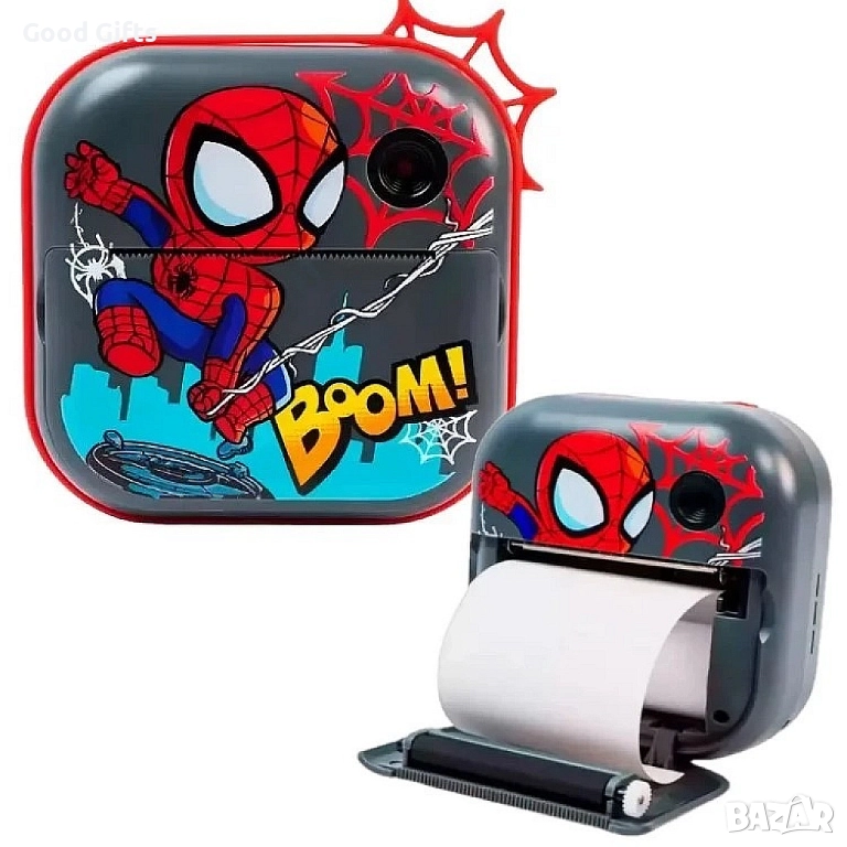 Детски фотоапарат с печат на снимки Спайдърмен – 48 MP, 2.5K UHD видео, двойна камера, селфи и игри, снимка 1