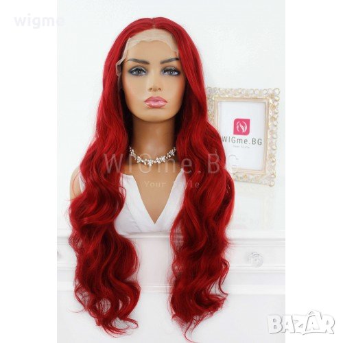 НОВА дълга червена на вълни перука ЛЕЙС ФРОНТ Летиша- ОТЛИЧНО КАЧЕСТВО!, снимка 1