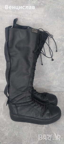 Дизайнерски ботуши тип кецове, естествена кожа, снимка 1