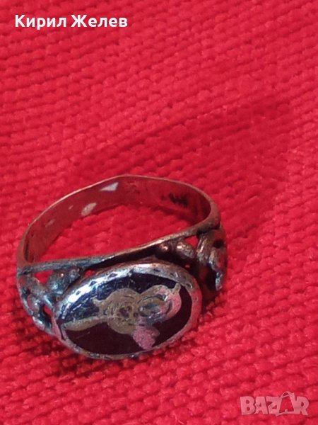 СТАРИНЕН ЕМАЙЛИРАН ОСМАНСКИ СРЕБЪРЕН ПРЪСТЕН СРЕБРО 925 със СУЛТАНСКА ТУГРА РЪЧНА ИЗРАБОТКА 40619, снимка 1