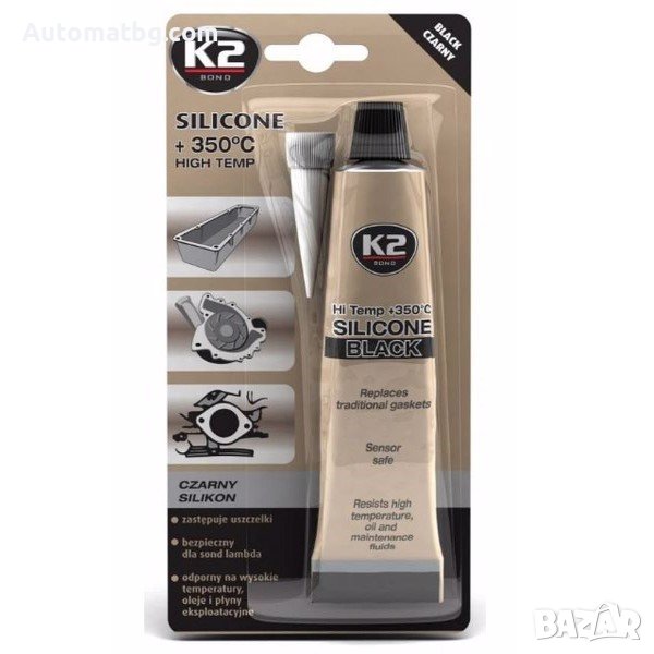 Високотемпературен силикон Automat, 85gr, Силиконов уплътнител, Черен, снимка 1