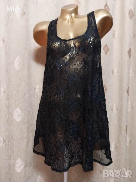 QED LONDON L/XL Черна дантелена туника / потник /, снимка 1