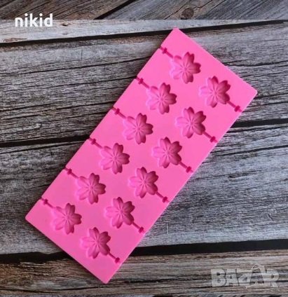 12 вишнев цвят цветчета силиконов молд форма за направа на близалки на клечка декор фондан шоколад, снимка 1