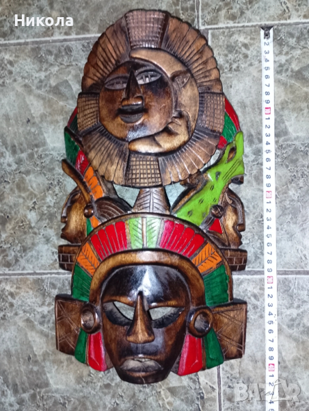 Ацтекска дървена маска-38/22см, снимка 1