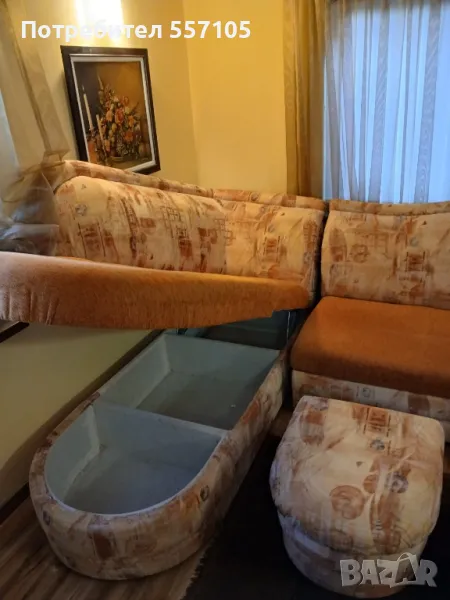 Ъглов разтегателен диван с повдигащ механизъм и ракла, снимка 1