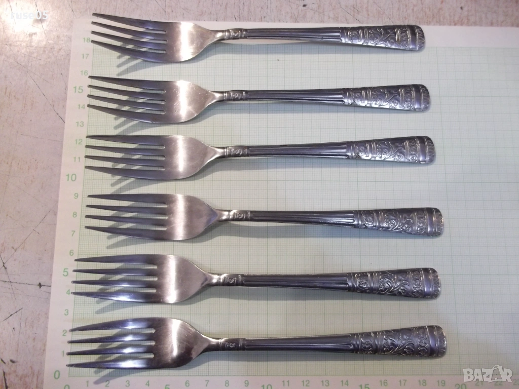 Лот от 6 бр. вилици с релефни дръжки, снимка 1