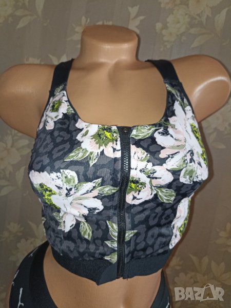 Hunkemoller 85 F Спортен сутиен с флорални мотиви и фронтален цип , снимка 1