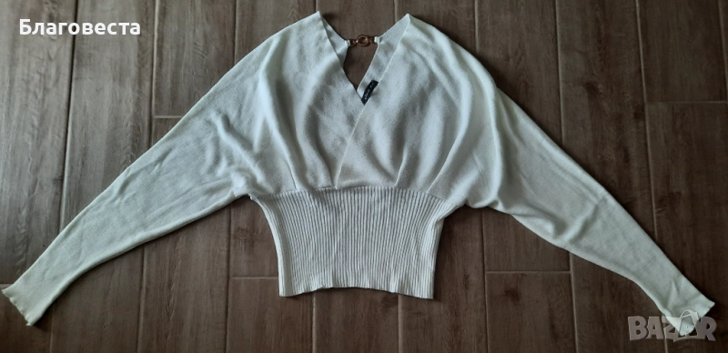 Пуловер плетиво в цвят: екрю , снимка 1