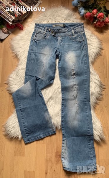 Накъсани дънки с широк крачол, снимка 1