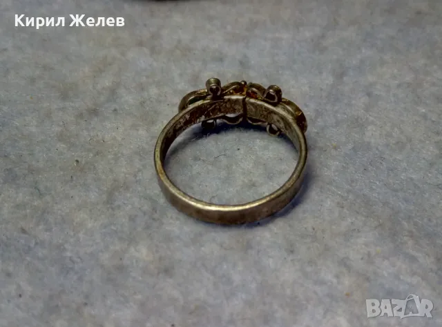 СТАР ТЮРКОАЗЕН МЕЛХИОРЕН ПРЪСТЕН МАЙСТОРСКА РЪЧНА ФИЛИГРАННА ИЗРАБОТКА РУСИЯ 44271, снимка 4 - Антикварни и старинни предмети - 49757345
