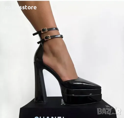 Сандали на ток - черен лак - VTK2(3)