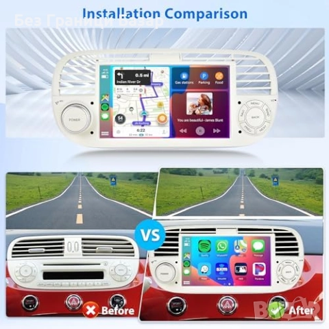 Ново CarPlay Android Auto Радио за Fiat 500 с Камера и GPS Навигация, снимка 6 - Друга електроника - 51732721