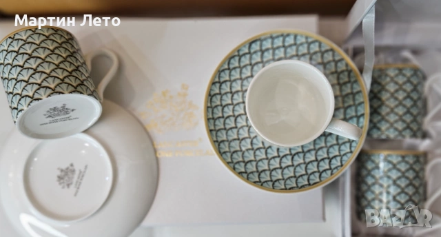 Сервиз за кафе Lancaster. Фин костен порцелан 2 комплекта х 2 чаши и чинийки., снимка 5 - Сервизи - 53179950