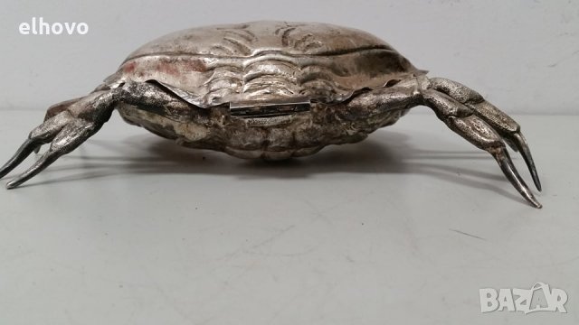 Посребрена купа за хайвер във формата на краб, Franco Lapini Италия, 1970г, снимка 7 - Антикварни и старинни предмети - 28188290