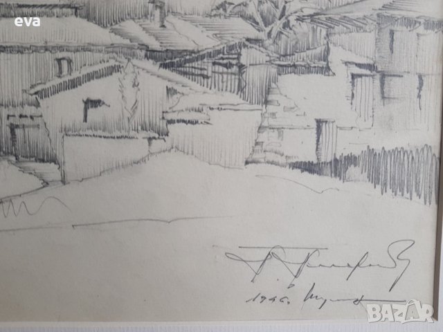 Майсторска рисунка Тома Петров(1908-1972) Църквата в Шумен 1946година  , снимка 4 - Картини - 40069359