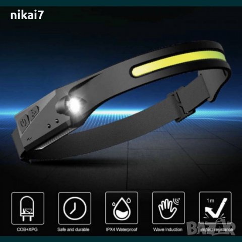 челник за глава LED лента акумулаторен фенер водоустойчив USBзареждане, снимка 2 - Къмпинг осветление - 39118524