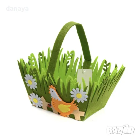 5794 Великденска кошничка за яйца и лакомства с декорация Кокошка или Заек, снимка 2 - Декорация за дома - 49422793