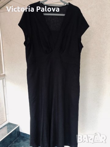 Черна рокля BEXLEYS WOMAN лен и вискоза, снимка 3 - Рокли - 32216359