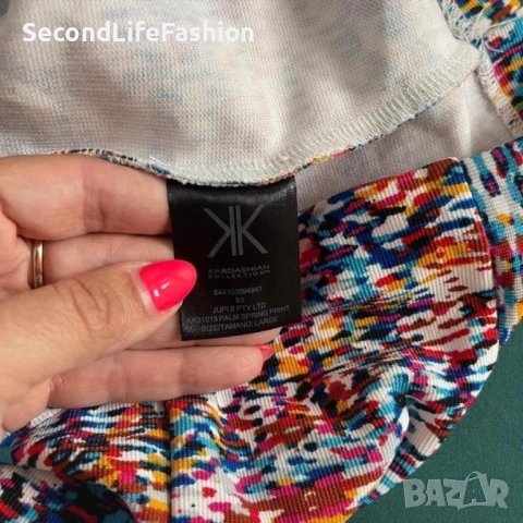 Вталена цветна рокля на Ким Кардашиян размер L, снимка 6 - Рокли - 53223514