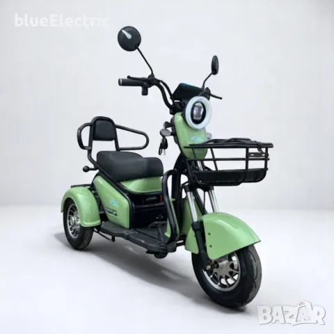 Двуместна електрическа триколка blueElectric Pudding 1800W | 48V | 23Ah | OLIVE GREEN