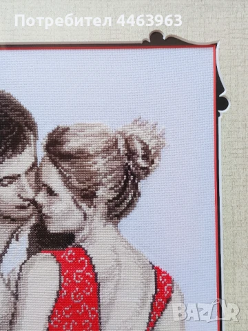 гоблен ,,Флирт ", 30/30 см, снимка 7 - Гоблени - 50851784